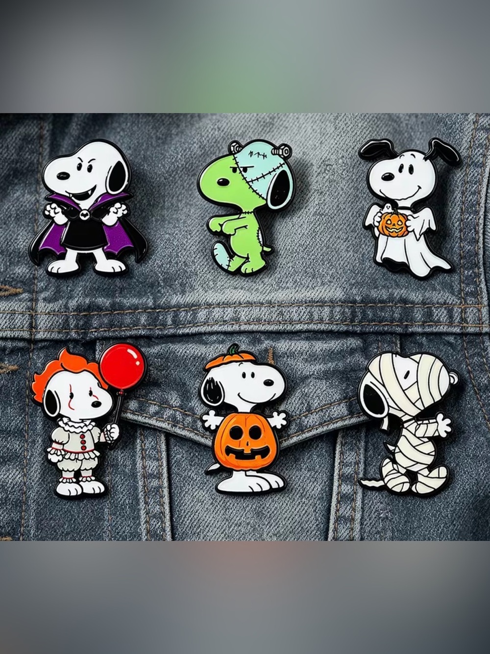 Peanuts Snoopy Halloween Enamel Pin Lot Set 6 Pc Vampire Mummy Pennywise Ghost N